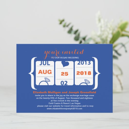 Faire-part de mariage de machine à sous (Debout devant)