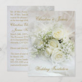 Faire-part de mariage de magnifiques roses blanche (Devant / Derrière)