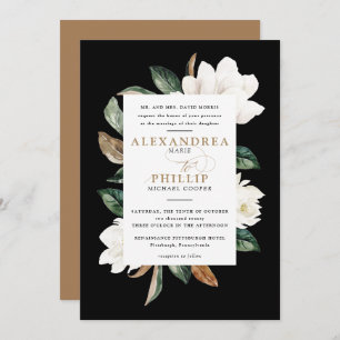 Faire-part de mariage de Magnolia Noir