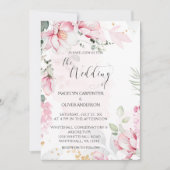 Faire-part de mariage de Magnolias roses (Devant)