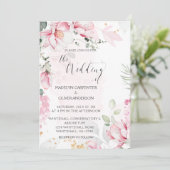 Faire-part de mariage de Magnolias roses (Debout devant)