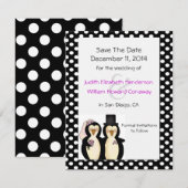 Faire-part de mariage de manchots mignons pour ann (Devant / Derrière)