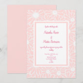 Faire-part de mariage de marguerite rose floral (Devant / Derrière)