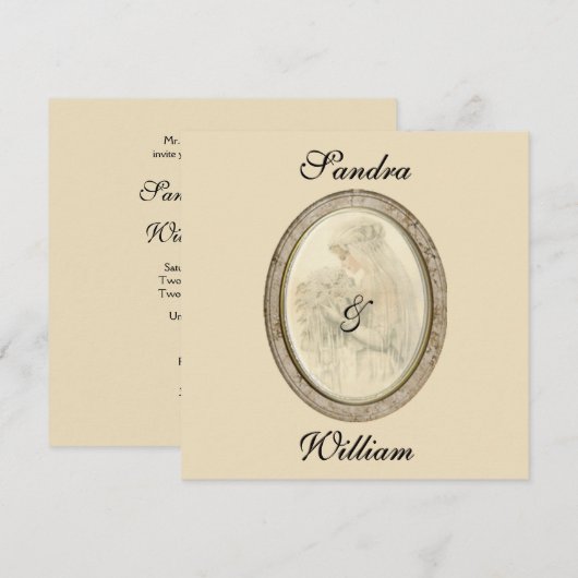 Faire-part de mariage de mariée antique (Devant / Derrière)
