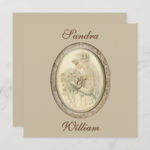 Faire-part de mariage de mariée antique