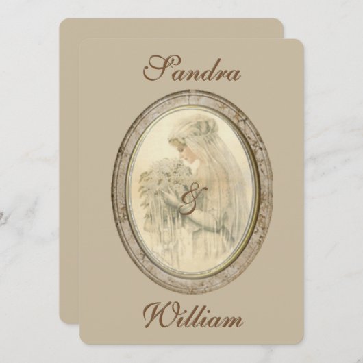 Faire-part de mariage de mariée antique (Devant / Derrière)