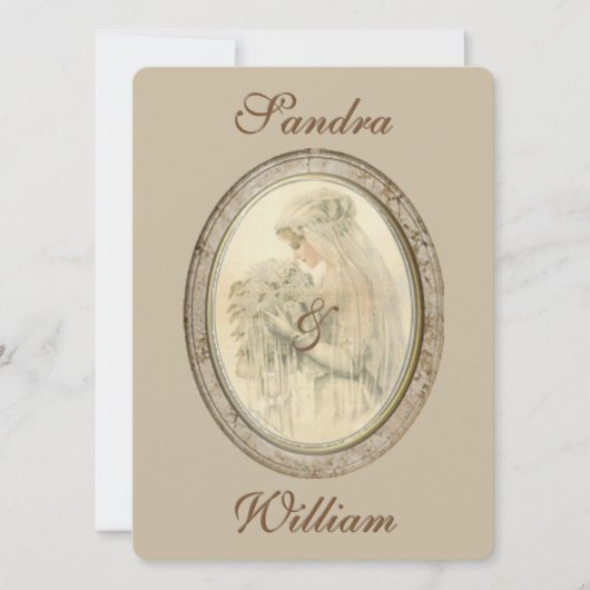 Faire-part de mariage de mariée antique (Devant)