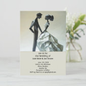 Faire-part de mariage de mariée en origami moderne (Debout devant)