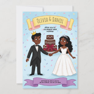 Faire-part de mariage de mariés de dessin animé mi