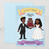 Faire-part de mariage de mariés de dessin animé mi (Devant / Derrière)