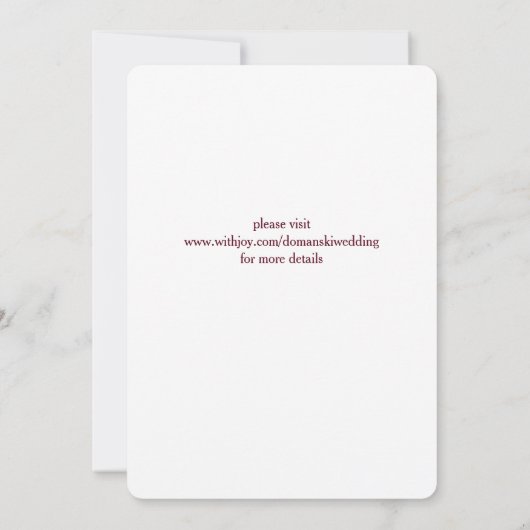 Faire-part de mariage de Marsala (Dos)