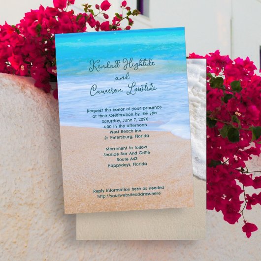 Faire-part de mariage de mer bleu tropicale avec R