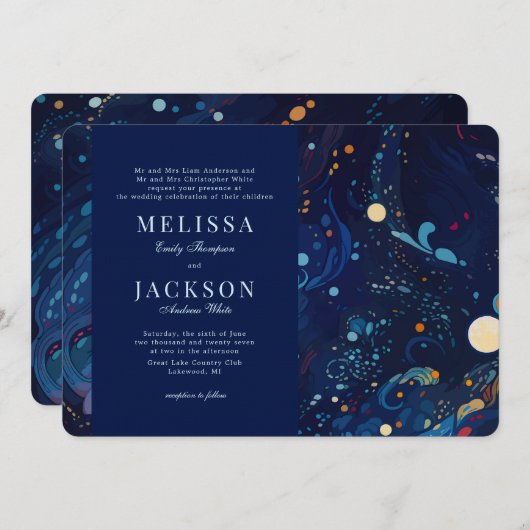 Faire-part de mariage de minuit (Devant / Derrière)