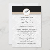 Faire-part de mariage de monogramme beige Damas (Dos)