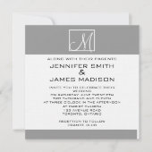 Faire-part de mariage de monogramme blanc gris mod (Devant)