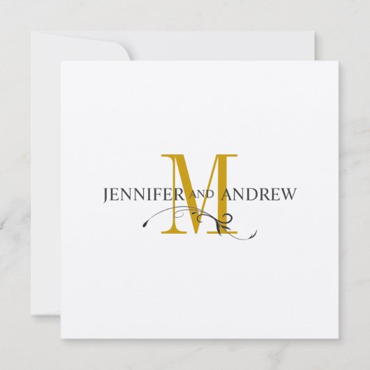 Faire-part de mariage de monogramme d'argent et (Dos)