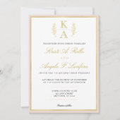 Faire-part de mariage de monogramme de bordure flo (Devant)