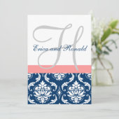 Faire-part de mariage de monogramme de corail Dama (Debout devant)
