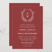 Faire-part de mariage de monogramme de couronne ro (Devant / Derrière)