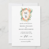 faire-part de mariage de monogramme de crête rusti (Devant)