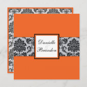 Faire-part de mariage de monogramme de Damas orang (Devant / Derrière)