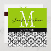 Faire-part de mariage de monogramme de damassé (Devant / Derrière)