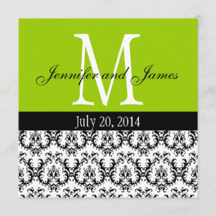 Faire-part de mariage de monogramme de damassé