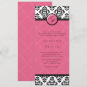 Faire-part de mariage de monogramme de damassé de (Devant / Derrière)