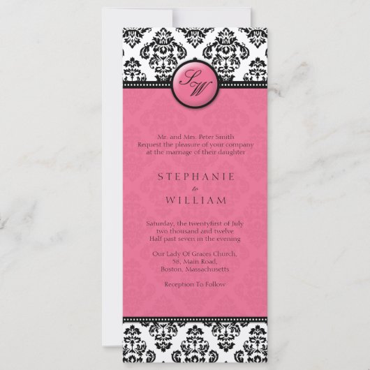 Faire-part de mariage de monogramme de damassé de (Devant)