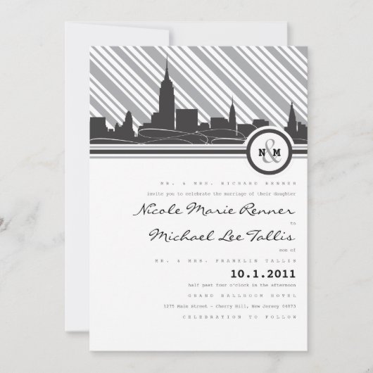 Faire-part de mariage de Monogramme de New York (Devant)