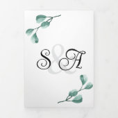 Faire-part de mariage de monogramme d'eucalyptus d (Page de couverture)