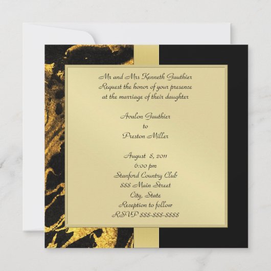 Faire-part de mariage de monogramme d'or (Dos)