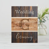 Faire-part de mariage de monogramme en bois rustiq (Debout devant)