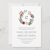 Faire-part de mariage de monogramme en fleur rusti (Devant)