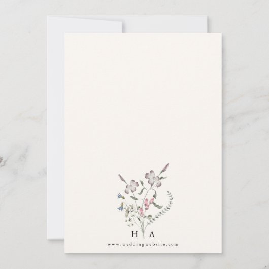 Faire-part de mariage de monogramme floral (Dos)
