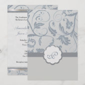 Faire-part de mariage de monogramme floral (Devant / Derrière)