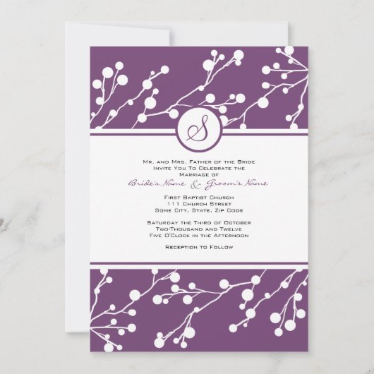 Faire-part de mariage de monogramme floral blanc e (Devant)