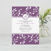Faire-part de mariage de monogramme floral blanc e (Debout devant)