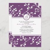 Faire-part de mariage de monogramme floral blanc e (Devant / Derrière)