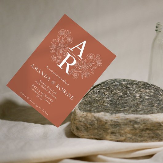 Faire-part de mariage de Monogramme Floral Terraco