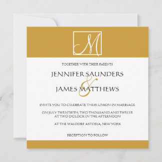 Faire-part de mariage de monogramme Gold personnal