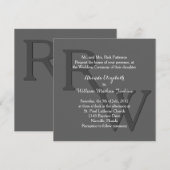 Faire-part de mariage de monogramme moderne gris (Devant / Derrière)
