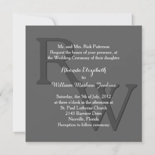 Faire-part de mariage de monogramme moderne gris