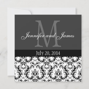 Faire-part de mariage de monogramme noir et blanc 