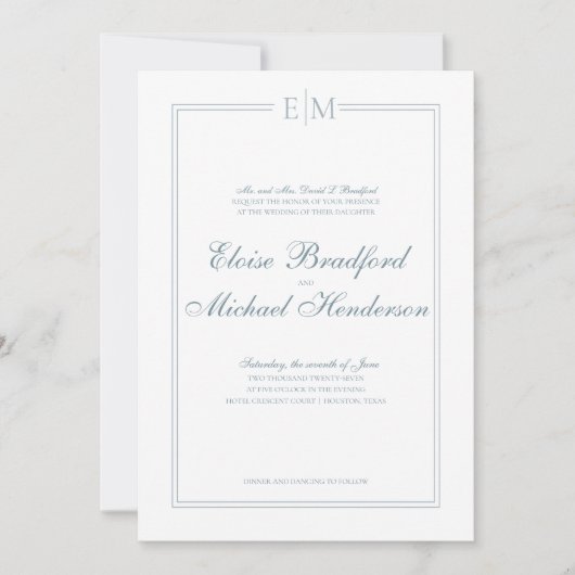 Faire-part de mariage de monogramme officiel (Devant)