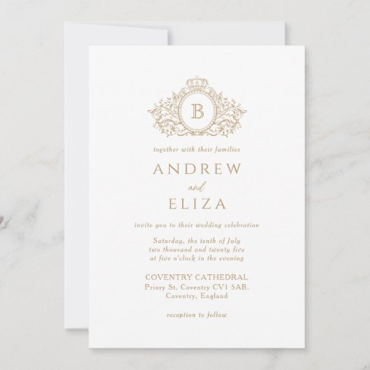 Faire-part de mariage de Monogramme Or Chic (Devant)