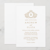 Faire-part de mariage de Monogramme Or Chic (Devant / Derrière)