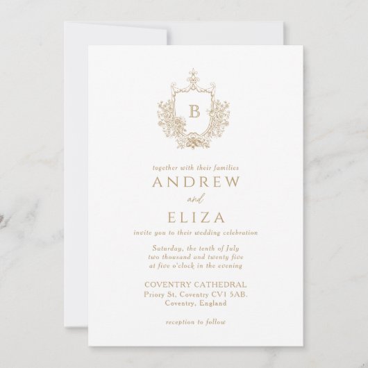 Faire-part de mariage de Monogramme Or Chic (Devant)