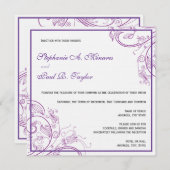 Faire-part de mariage de monogramme pourpre (Devant / Derrière)