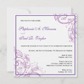 Faire-part de mariage de monogramme pourpre (Devant)